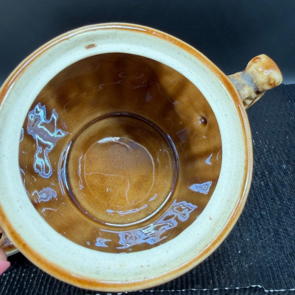 Vintage Shafford‎ 1951 Squirrel Maple Leaf Ceramic Sugar Bowl with Lid Brown VTG